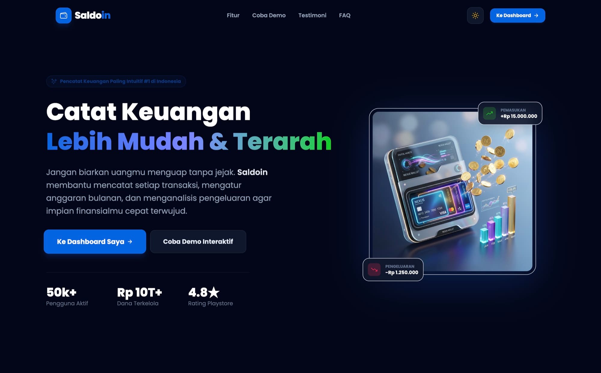 Saldoin — Landing page — introducing Saldoin with an interactive demo
